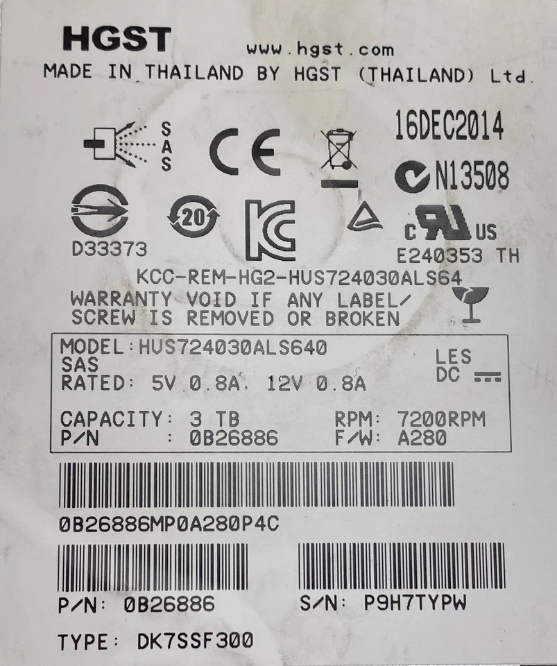 HGST HUS724030ALS640 3TB 3.5" Desktop SAS Hard Drive HDD Tested - Image 2 of 4