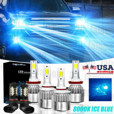 For Ford F-150 2015-2019 Upgrade LED Headlights Hi Low Fog Light Bulbs 8000K pkg