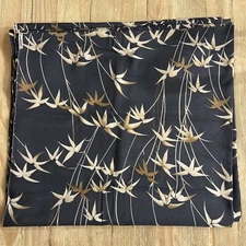 VTG Hoffman California Fabrics 70s Black Tan Bamboo Asian Print Polyester 4 yds