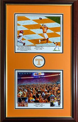 TENNESSEE FOOTBALL DYNAMIC DUO & SMOKED EM BEATING BAMA 2022 FRAMED PRINT & SEAL