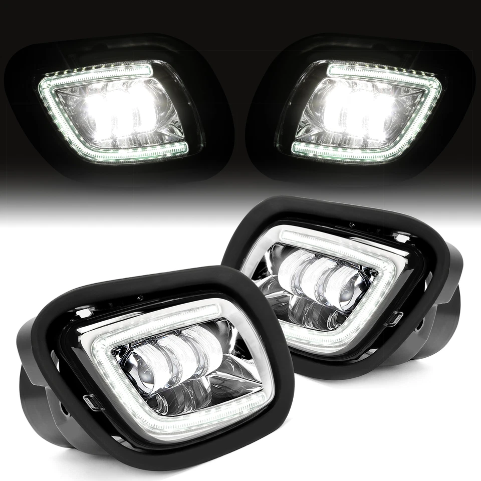 Left&Right Side Fog Lights Lamps w/LED Halo For Freightliner Cascadia 2008-2017 - Image 2 of 4