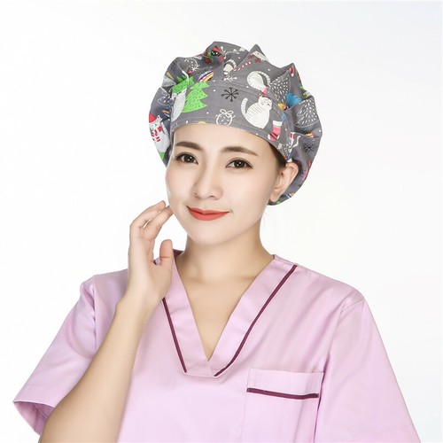 Womens/Mens Florals Printed Cap Scrub Hat/Cap Head Wear Adjustable Accessories - Picture 412 of 660