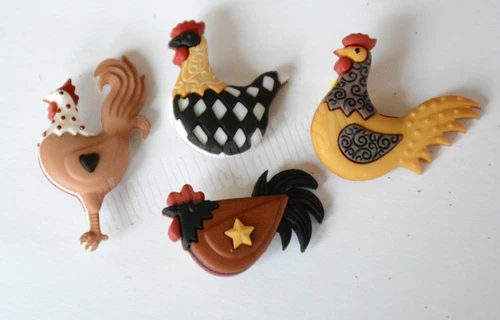 Hen House Buttons / Rustic Country Chickens ~ Rooster / Dress It Up / Shank