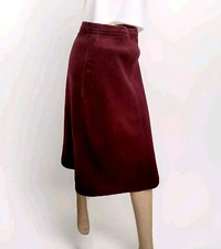Calvin Klein Vintage 1970 Deep Burgundy Quality Wool Midi A-Line 27" Skirt