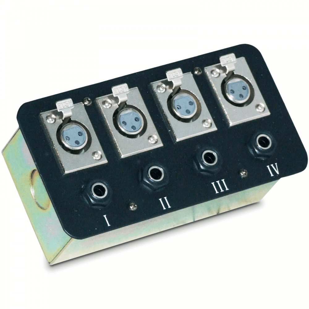 Steel AV Connection Box Wall Floor Plate 4 XLR 4 Jack Install Church 2 Gang