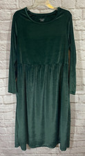 CW Classics Midi Maxi Velvet Dress 1X Shimmery Deep Green Modest Pockets 018