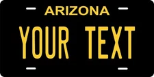 Arizona Black License Plate Personalized Custom Auto Bike Motorcycle Moped key