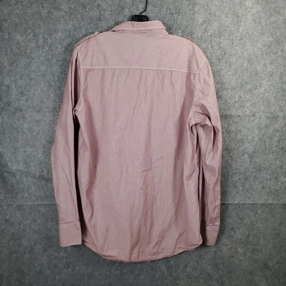 Camisa American Rag Cie Hombres M Rosa Rayas Abotonada Manga Larga Algodón Clásico Foto 2 de 4