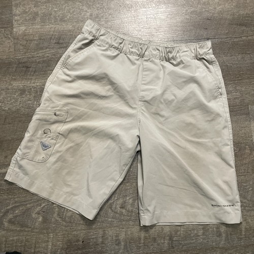 Columbia PFG Omni Shade Boys XL Cargo Shorts Elastic Waist Khaki - Picture 2 of 9