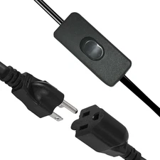 Black Extension Cord with Switch On/Off, 3 Prong Grounded Plug, 6.56 FT Insul...