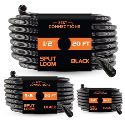 BEST CONNECTIONS 3-Pack (1/4'', 3/8'', 1/2'' x 20 ft Each) Assorted Split Wire L...