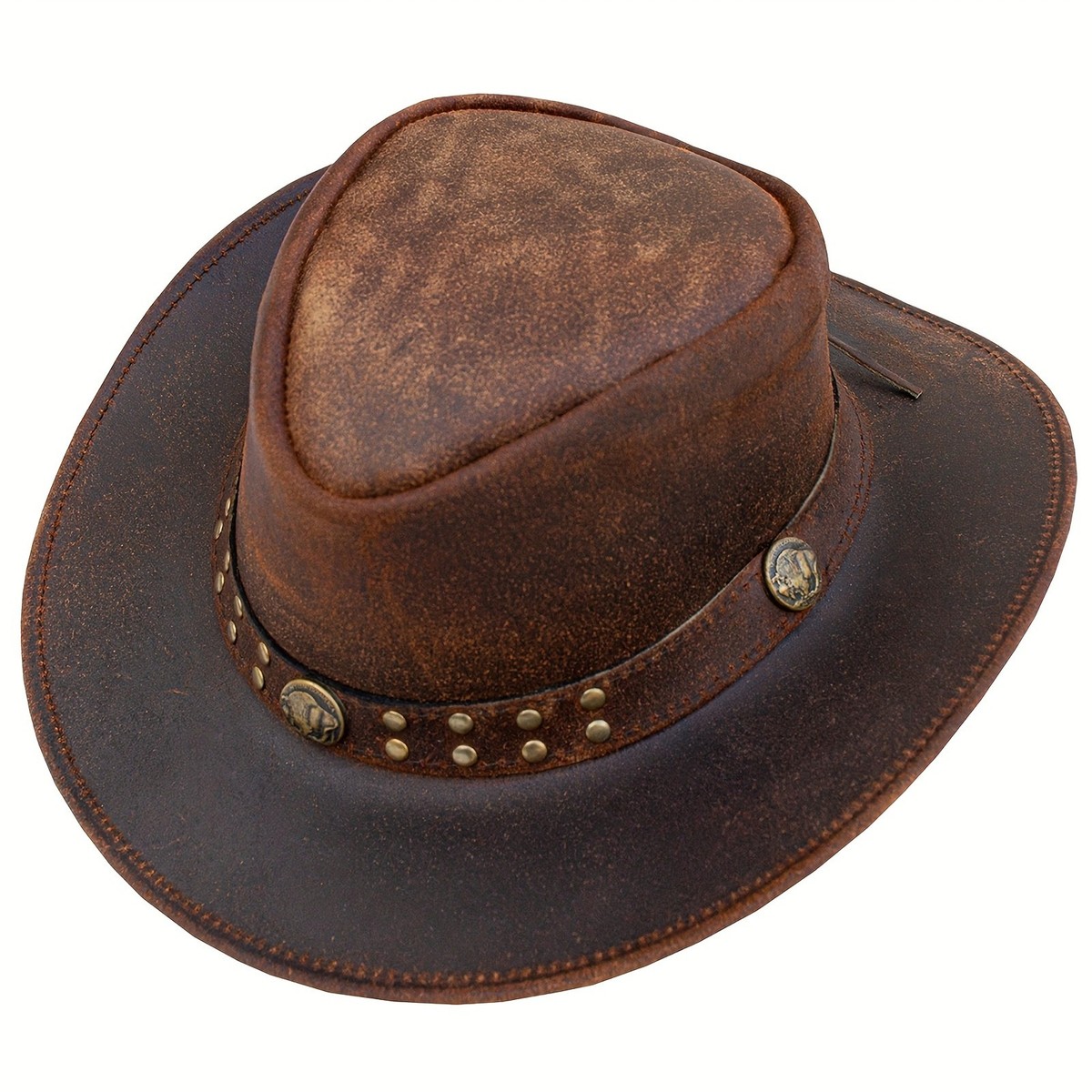 Leather Cowboy Hat for Men Women Western Australian Hat with  display picture 1