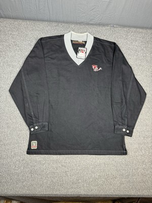 Hedz Up Jeans Mens Sweat Shirt XL Black Denim Varsity Skater 
