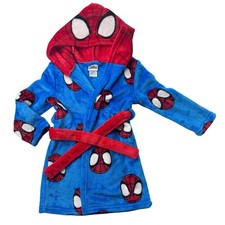 Marvel Spidey His Amazing Friends Toddler Plush Fleece Bathrobe Blue Red 2T/3T