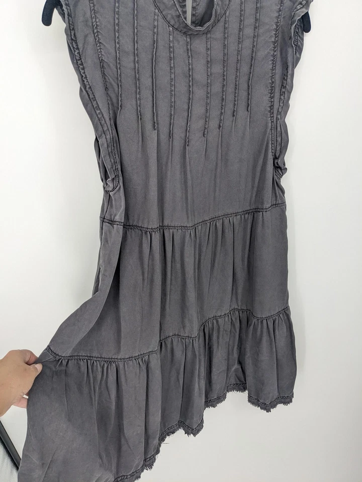 Vestido Anthropologie Para Mujer Pequeño Gris Sin Mangas Bolsillos en Niveles Informal Lyocell Foto 3 de 4