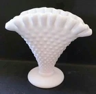 Vintage Hobnail Milk Glass Fan Style Vase