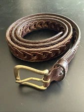 Dockers Brown Genuine Leather Belt Men Size 38 Loop Braided Style 2404  95cm Vtg