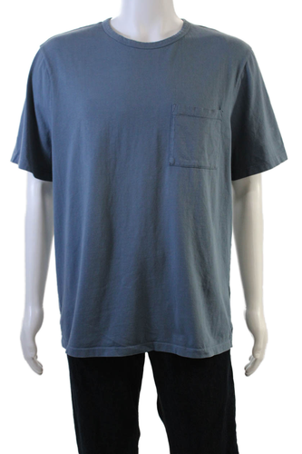 Vince Womens Short Sleeve Crew Neck Pocket Tee Shirt Blue Cotton Size ...
