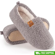 Fuzzy Memory Foam Slippers Non-Slip Faux Fur Indoor Outdoor Winter Comfort New