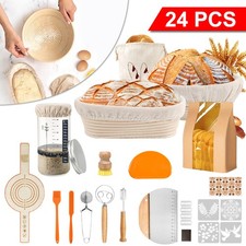 24 pcs Sourdough Starter Kit Bread Proofing Baskets Supplies Tools Gift Set AVN