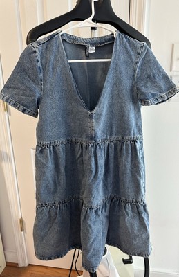 H&M DIVIDED XS Dress BLUE DENIM Flared A-line HM