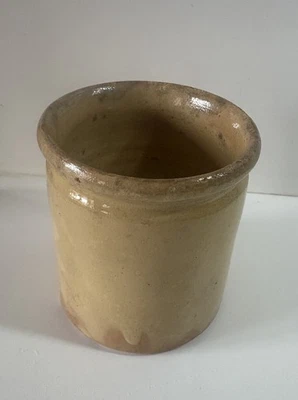 Ancien Petit Pot à Graisse Terre Cuite Vernissée Jaune Poterie  Déco Collection - Photo 1/4