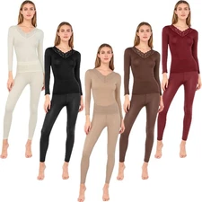 Womens Outfit Casual Set Warm Homewear Lace Layer Reversible Base Winter Daily