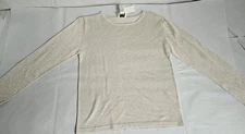 Sarah B Studio Womens Silk Blend Shimmer Knit Top Champagne Gold Small NWT