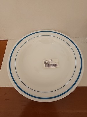 VTG PYREX Tableware By Corning Blue Double Band Soup/Pasta Bowl 9 In