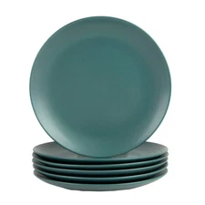 Wazee Matte 10.5 Coupe Dinner Plate, Set of 6, Emerald Green