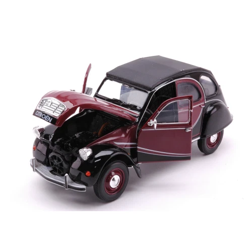 CITROEN 2 CV CHARLESTON 1980 AMARANT/BLACK 1:24 Welly Auto Stradali Modellino Nu - Immagine 2 di 4
