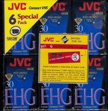 NEW 6 Pack JVC EHG TC-30 High Energy Magnetite Compact VHS C Tape 90 Min