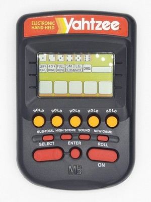 Vintage Milton Bradley Yahtzee Electronic Handheld Game 1995 Black, Tested