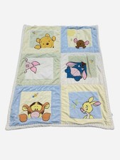 Disney WINNIE the POOH Tigger Piglet Eeyore Patchwork Fleece Baby Blanket VTG