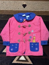 Vintage Sesame Street Big Bird Toddler Quilt Lined Pink Jacket Size 4T