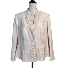 John Meyer Plus Size 14W Blazer Jacket Women's Pink Embroidery Sequins Wedding