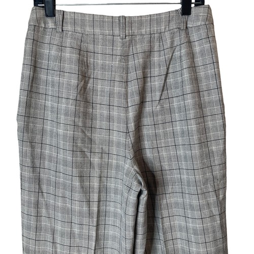 Ellen Tracy Plaid Pants Womens 10 Wool Silk Blend Black Gray - Photo 8/12