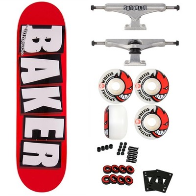 Baker Logo Skateboard Red 8.12'' with Independent Reynolds Trucks, Spitfire Wheel