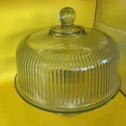 Anchor Hocking Monaco Dome Ribbed 11” Cake Plate & Punch Bowl Very Heavy VINTAGE