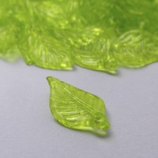 Green Acrylic Leaf Charms - 18mm Plastic Pendant Beads C2352 - 50, 100 Or 200PCs
