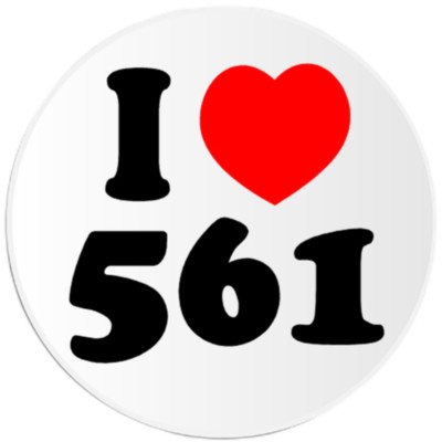 I Love 561 - Circle Sticker Decal 3 Inch - Area Code West Palm Beach ...