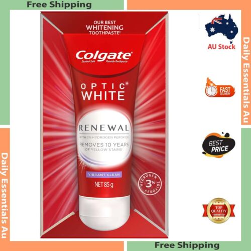 3X Colgate Optic White Renewal Vibrant Clean Teeth Whitening Toothpaste, 85g AU - Picture 1 of 8