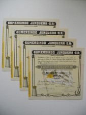 4 maritime Aktien " Gumersindo Junquera " 500 Pts. von 1952