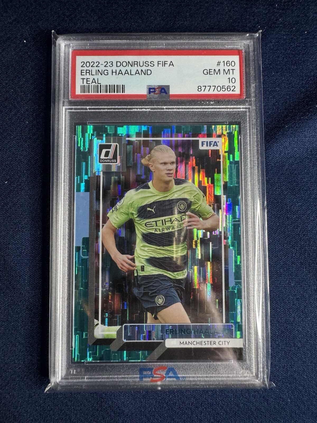 2022-23 Donruss FIFA Erling Haaland Teal #160 Gem PSA 10 /199 Manchester City