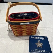 Longaberger  2001 Inaugural Basket With Liner, Tray & Tie On Star Accessory