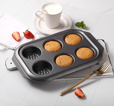 Kohlenstoffstahl Muffinform 6 Tassen | Antihaftbeschichtung, zur Herstellung von Muffins & Cupcake