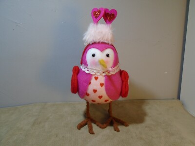 PRETTY IN PINK FELT POLYSTYRENE HOLIDAY BIRD 7.5  FIGURE UNBRANDED (XML205)