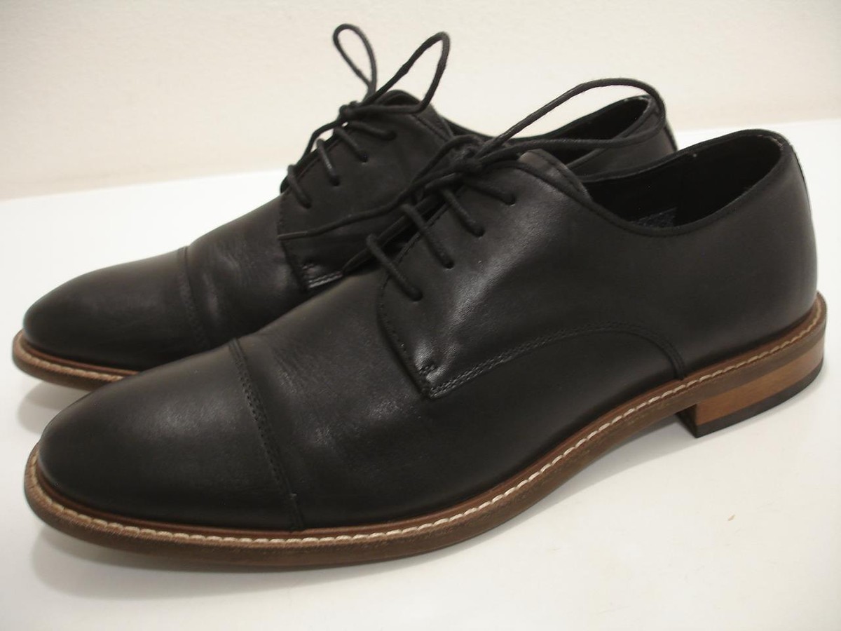 Men's 11 M Vince Camuto Lamson Black Leather Cap-Toe Oxfords Shoes