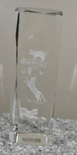 Cats Playing 3D Hologram Laser Glass Crystal Paperweight 6'' Collectible NWT