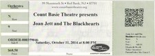 2014 Joan Jett Blackhearts Full Complete Concert Ticket Stub Red Bank NJ